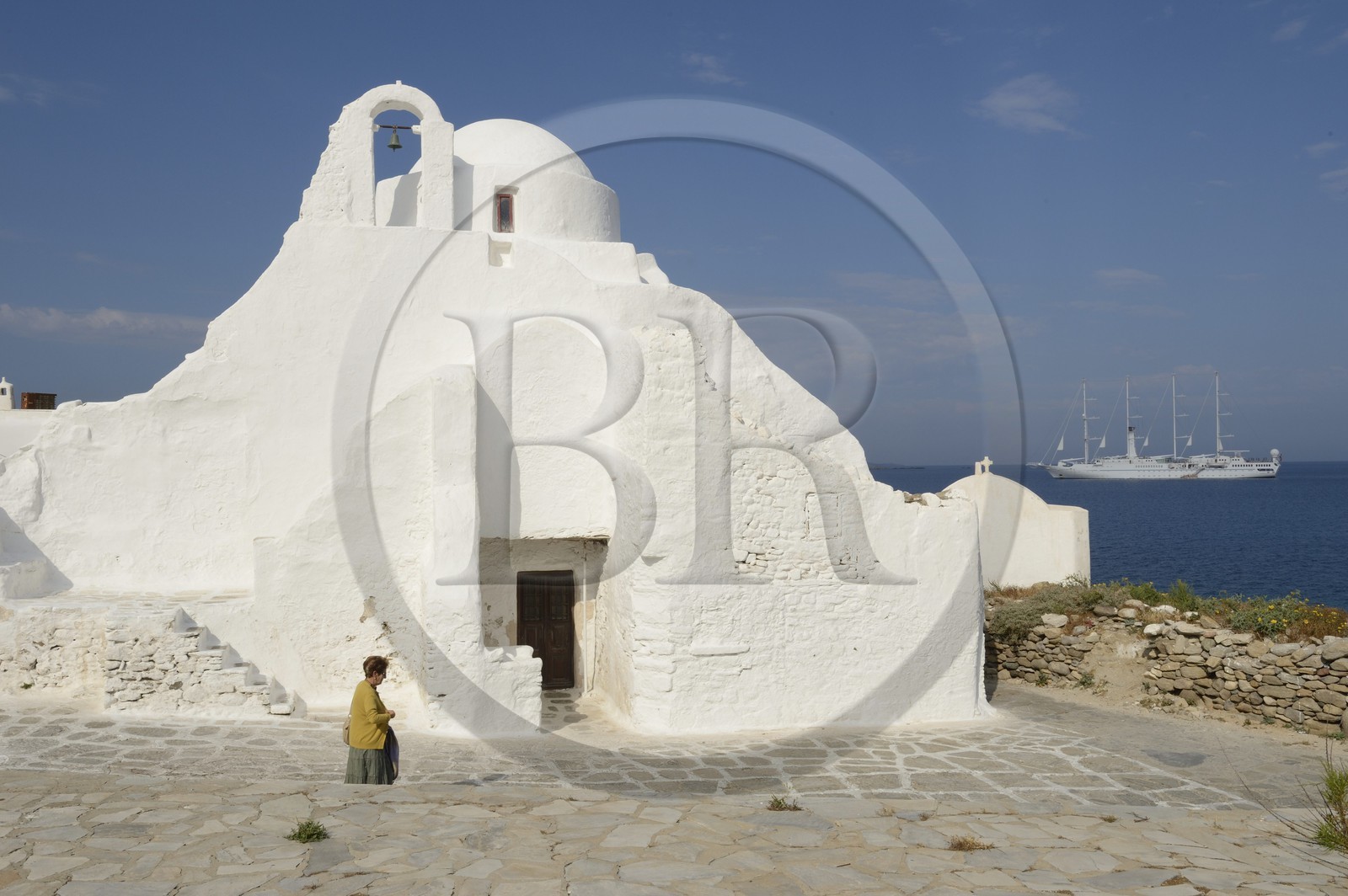 Grèce, Les Cyclades, mer Égée, île de Mykonos, Chora (Mykonos town), église de Paraportiani