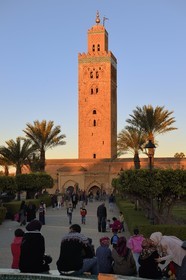 Morocco, High Atlas, Marrakech, Imperial city, Medina listed as World Heritage by UNESCO, the Koutoubia mosque and its minaret