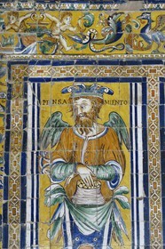 Spain, Andalusia, Seville, the Alcazar of Seville (Reales Alcazares de Sevilla), listed as World Heritage by UNESCO, Palacio Gotico, sala de las Bovedas, azulejos