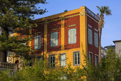 France, Alpes-Maritimes, Menton, Fontana Rosa Garden, elevated villa decorated with ceramics, including the library and the personal cinema of the writer but also screenwriter of Spanish origin Vicente Blasco Ibáñez (1869-1928)