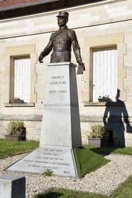 France, Meuse, Lorraine Regional Park, Cotes de Meuse, Les Eparges, the statue-bust of Maurice Genevoix, veteran of the First World War, French writer and poet who will enter the Pantheon in 2019