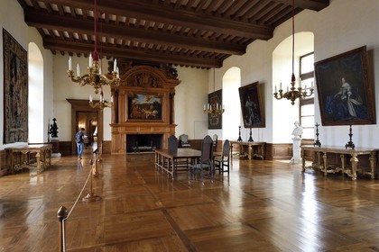 France, Dordogne, Périgord Noir, Hautefort castle, the great hall in the private appartments
