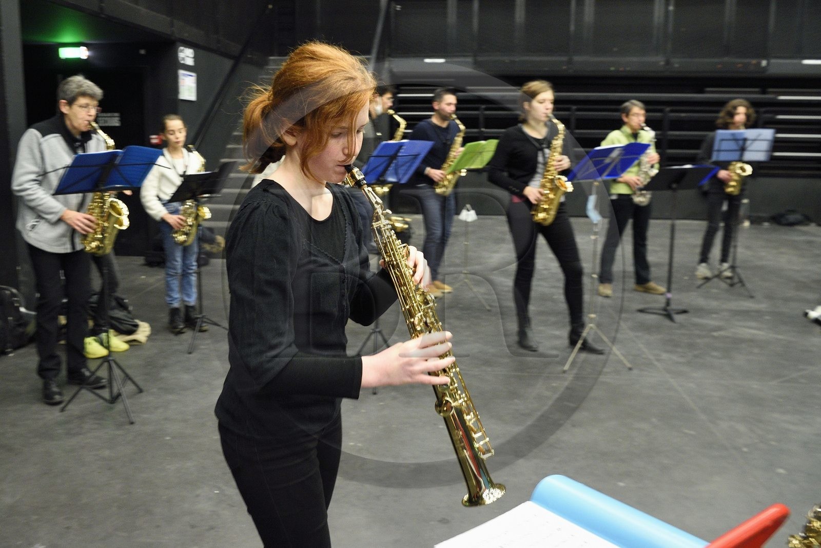 France, Meurthe-et-Moselle (54), Nancy, répétition de la Fanfare des Enfants du Boucher pour la grande fête de la Saint-Nicolas