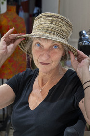 France, Cote d'Or, Dijon, milliner Sara Tintinger, Meilleur Ouvrier de France, in her workshop-boutique on rue d'Assas Bibi & Bob