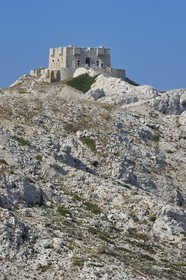 France, Bouches-du-Rhône (13), Marseille, Parc National des Calanques, Archipel des Iles du Frioul, Ile de Pomègues, la tour de Pomeguet construite en 1860