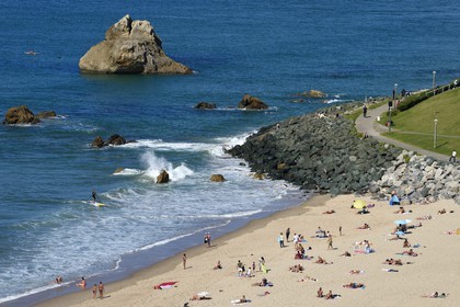 France, Pyrénées-Atlantiques (64), Pays-Basque, Biarritz, la plage d'Ilbarritz,