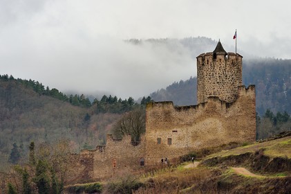 France, Haut Rhin, Strasbourg, Kaysersberg, the castle in winter