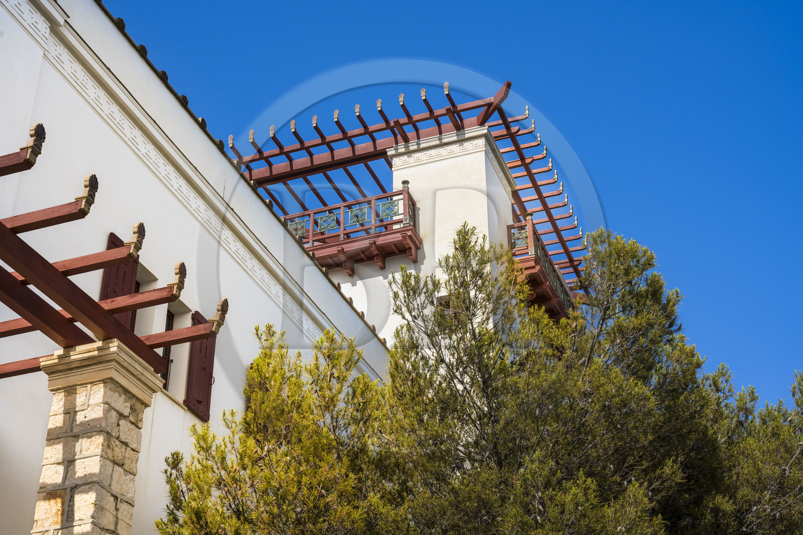 France, Alpes-Maritimes, Beaulieu-sur-Mer, neo-Greek style villa Kerylos build in 1908 by architect Emmanuel Pontremoli