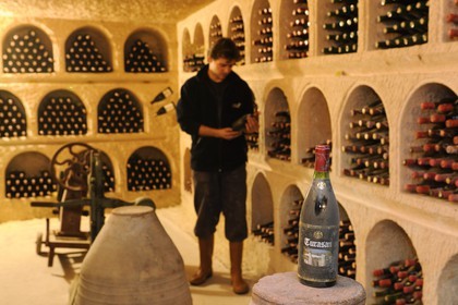 Turkey, Central Anatolia, Nevsehir Province, Cappadocia listed as World Heritage by UNESCO, Urgup, troglodytic cellars of Turasan wine producer