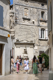 France, Bouches du Rhone, Regional Natural Park of the Alpilles, Saint Remy de Provence, Nostradamus fountain