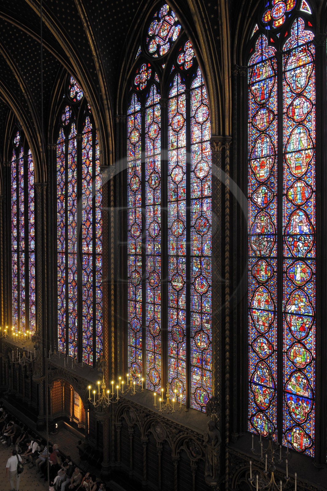 France, Paris (75), ile de la Cité, la Sainte Chapelle, les vitraux de la Chapelle Haute