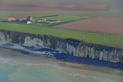 France, Seine-Maritime (76), Pays de Caux, Sotteville-sur-Mer, falaises calcaires de la Côte d'Albâtre (vue aérienne)
