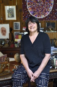 France, Paris, the journalist (art critic and international reporter) and art historian Françoise Monnin at her home rue Maison Dieu