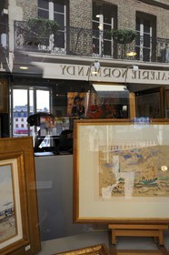 France, Calvados, Honfleur, window of one of the many art gallery