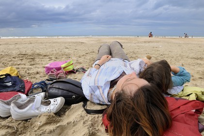 France, Calvados, Pays d'Auge, Deauville, on the sandy beach