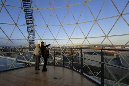 United Kingdom, Northern Ireland, Belfast, the Victoria Square commercial center glass dome measuring 35m in diameter gives a large view over the city