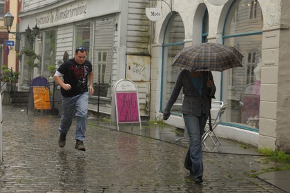 Norway, Hordaland, Bergen, raining day