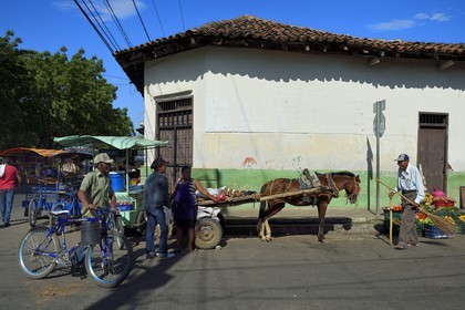 Nicaragua, Leon, Sutiaba district, vegetable vendor near the market