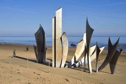France, Calvados, Saint Laurent sur Mer, Omaha Beach, The Braves memorial work of the sculptor Anilore Banon Anilore Banon