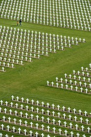 France, Meuse, Douaumont, battle of Verdun, ossuary of Douaumont, national necropolis, graves of soldiers alignment