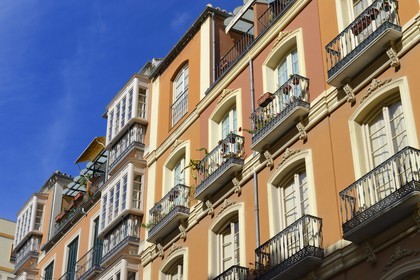 Spain, Andalusia, Malaga, calle Sister buildings