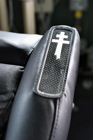 France, Var, Toulon, the naval base (Arsenal), the Charles de Gaulle nuclear aircraft carrier on mid-life renovation, the commander seat with the cross of Lorraine drawn