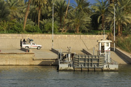 Egypt, Upper Egypt, Nile Valley, ferry crossing the Nile river between Edfou and Kom Ombo