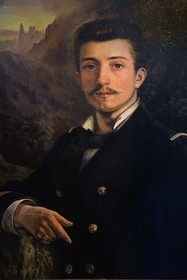 France, Charente-Maritime (17), Rochefort, Musée Hèbre, portrait de Pierre Loti de son vrai nom Julien Viaud en enseigne de vaisseau à Tahiti (par Marie Bon, 1875)