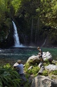 France, Ile de la Reunion, Saint Joseph, rivière Langevin sur les flanc du Volcan Piton de la Fournaise, la cascade du Trou Noir