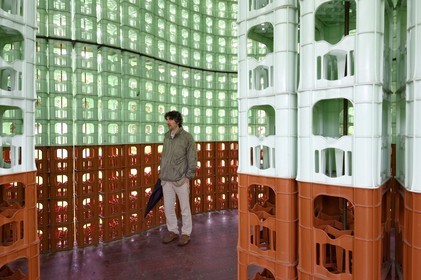 Sweden, Vasterbotten County, Umea, Umedalen sculpture parc, Kastenhaus 1166.14 (2000) from Winter and Hörbelt