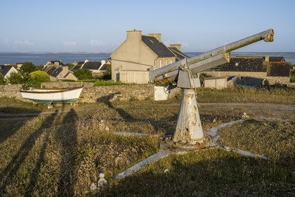France, Finistère, Iroise Sea, Molene Island, 75 model 1897 cannon probably used as a warning cannon for the neighboring semaphore