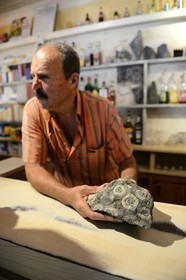 France, Corse du Sud, Alta Rocca, Sainte-Lucie-de-Tallano (Santa Lucia di Tallà), orbicular diorite (Petra Ucchjata) from a local mineral resource deposit now gone