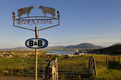 United Kingdom, Scotland, Orkney Islands, Isle of Mainland, sign of B & B in Stromness