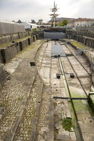 France, Charente Maritime, Rochefort, International Center of the Sea in the former maritime Arsenal of Rochefort, refit forms, masonry basins used for the manufacture and repair of ship hulls