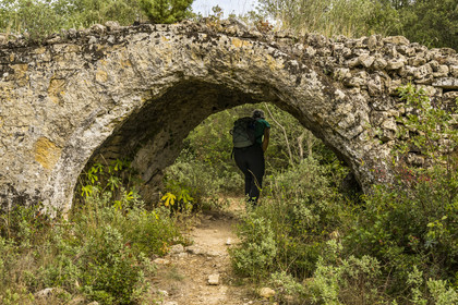 France, Gard, Vers Pont du Gard, remains of the Roman aqueduct over 52 km long which brought water from the Fontaine d'Eure at the foot of Uzès to Nimes via the Pont du Gard