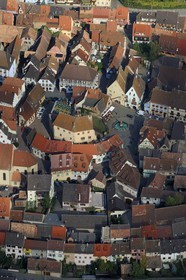 France, Haut Rhin, Eguisheim, the historic center (aerial view)