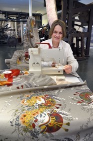 France, Haut Rhin, Mulhouse, Museum of Printed Textiles, Marie-Jo Gebel creator of the official Christmas fabric of the city of Mulhouse, here that of 2021