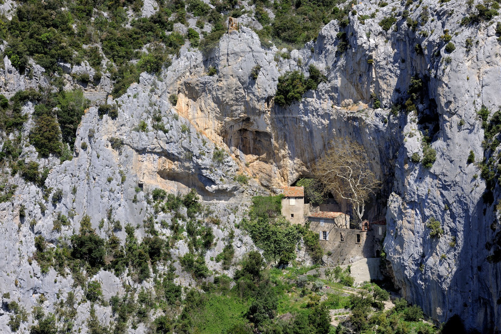 France, Pyrénées-Orientales (66), les gorges de Galamus, l'ermitage Saint-Antoine de Galamus