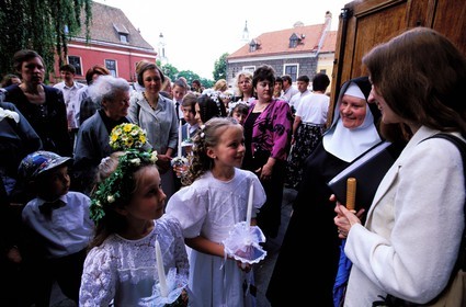 Lithuania (Baltic States), Kaunas, communicant in the cathedral of Kaunas
