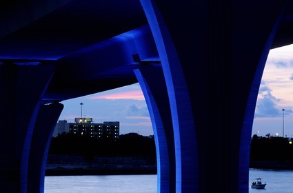 United States, Florida, downtown Miami, under one of the highway bridges