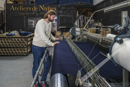 France, Gard, Nimes, Guillaume Sagot, founder of the Atelier de Nîmes which relaunched the manufacture of traditional denim fabrics