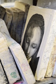 France, Paris, Saint Germain des Pres district, Ecole nationale superieure des Beaux-Arts (Fine Arts school), printing-multiple department in the Palais des Etudes (Palace of Studies), lithography stone