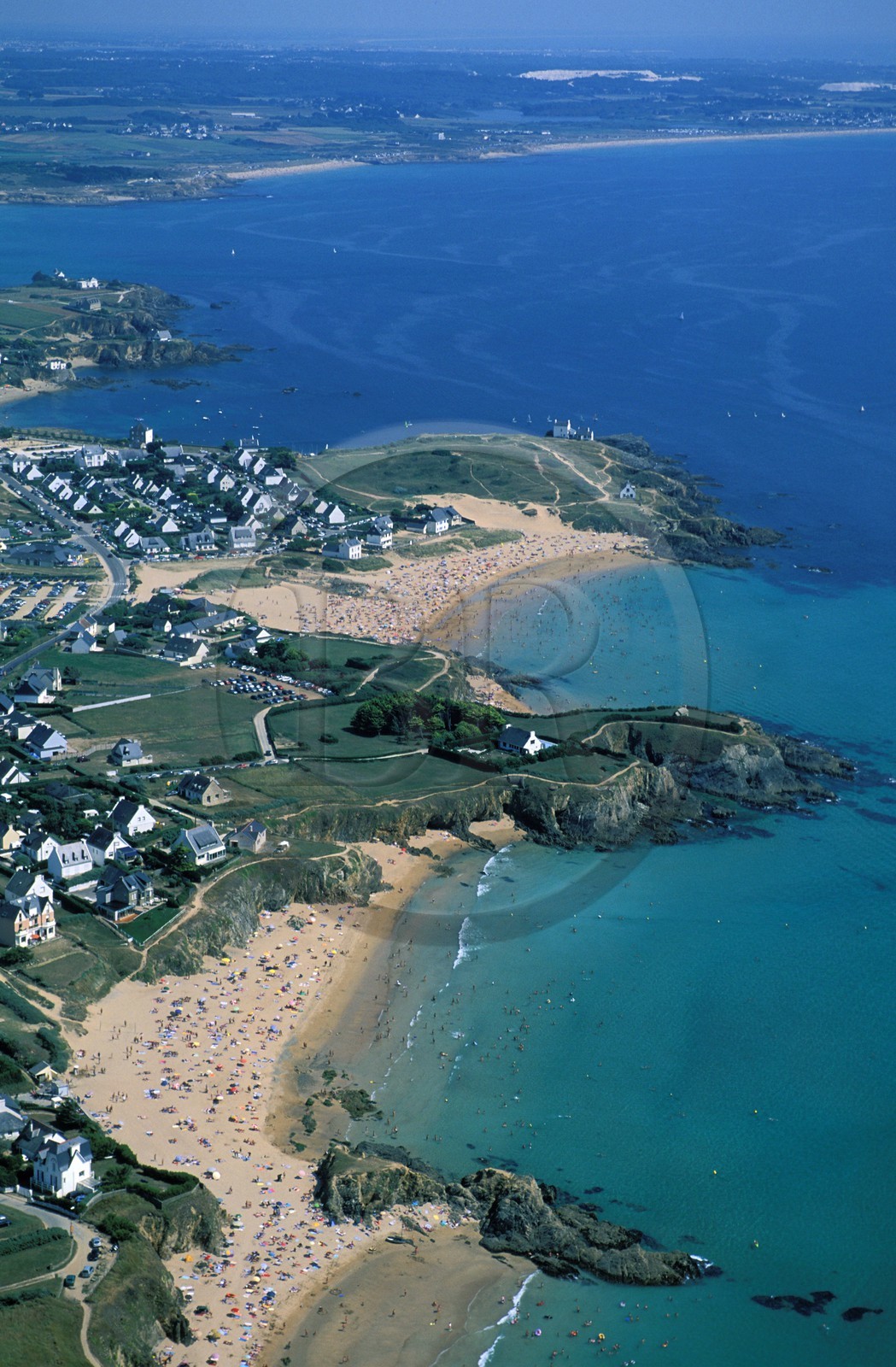 France, Finistère (29), la station balnéaire du Pouldu (vue aérienne )