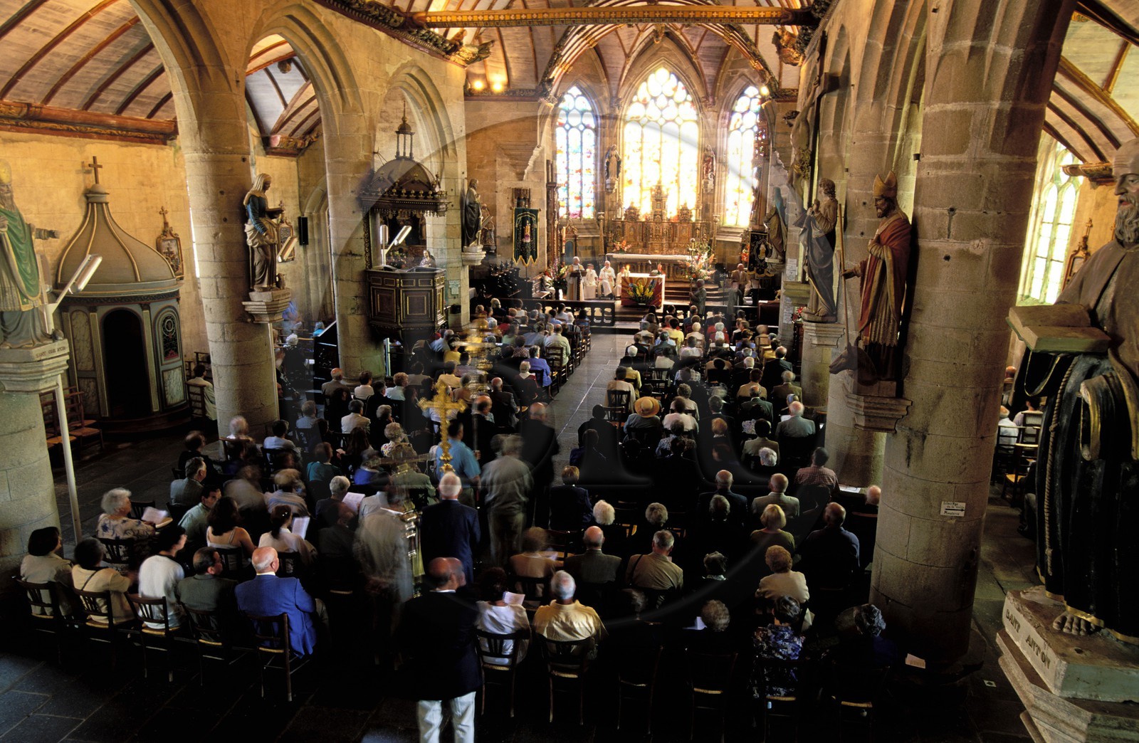 France, Finistere, parish enclosure of Pleyben, mass in the church for the atonement procession of Saint Germain l'Auxerrois