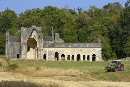 France, Dordogne (24), Périgord Vert, Villars, abbaye cistercienne de Boschaud du 12ème siècle qui dépendait de l'abbaye de Clairvaux, emplacement du cloitre