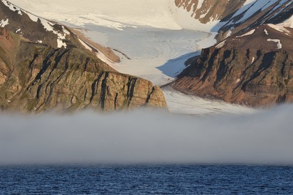 Groenland, cote Nord-Ouest, Murchison sund au nord de la baie de Baffin, le glacier Kissel sur l'Ile de Kiatak (Northumberland Island)