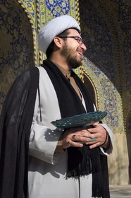Iran, Isfahan Province, Isfahan, the Shah Mosque also known as Imam Mosque, a mullah