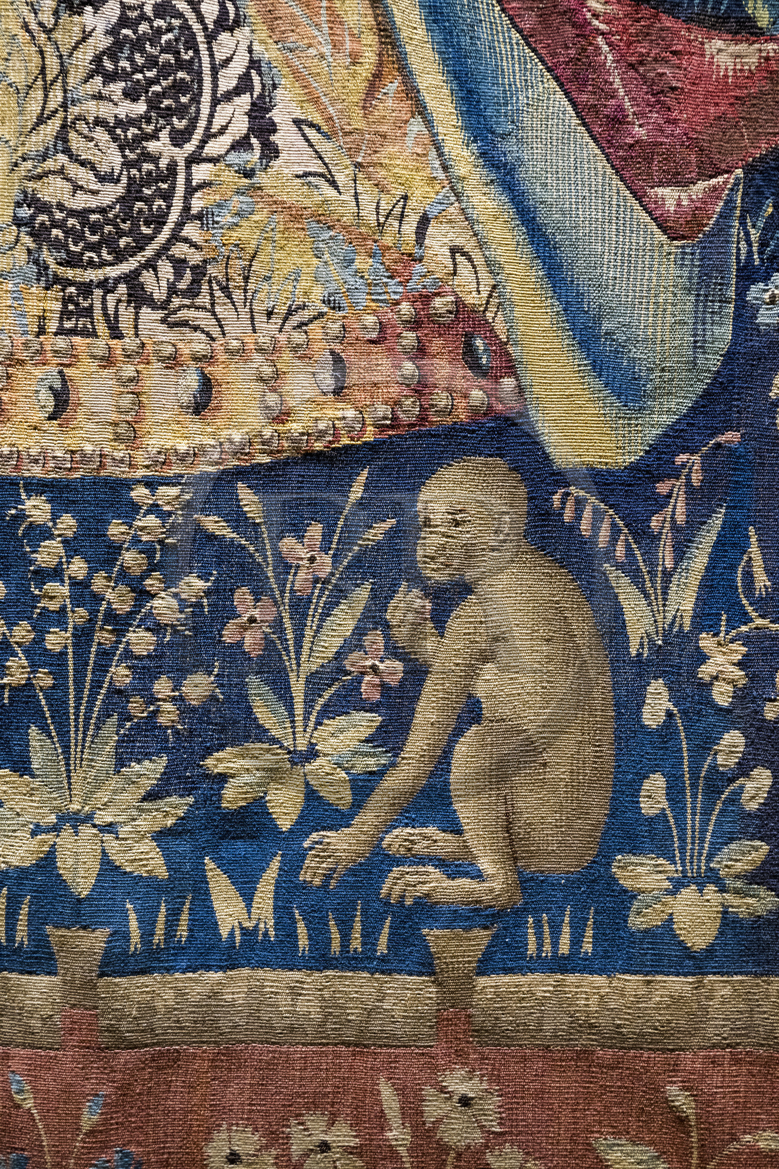 France, Paris (75), Musée de Cluny - Musée national du Moyen-Age, tapisseries de la Dame à la Licorne, le singe dans Mon seul Désir