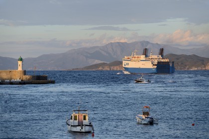 France, Haute Corse, Balagne, L'Ile Rousse, departure of the SNCM ferry of the port