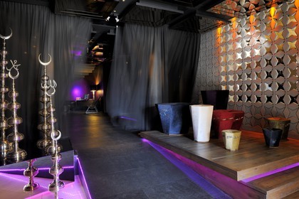 Turkey, Istanbul, Besiktas District, W Hotel in the Akaretler historical housing with terrace, five star hotel of the W American chain, lobby with Turkish decoration